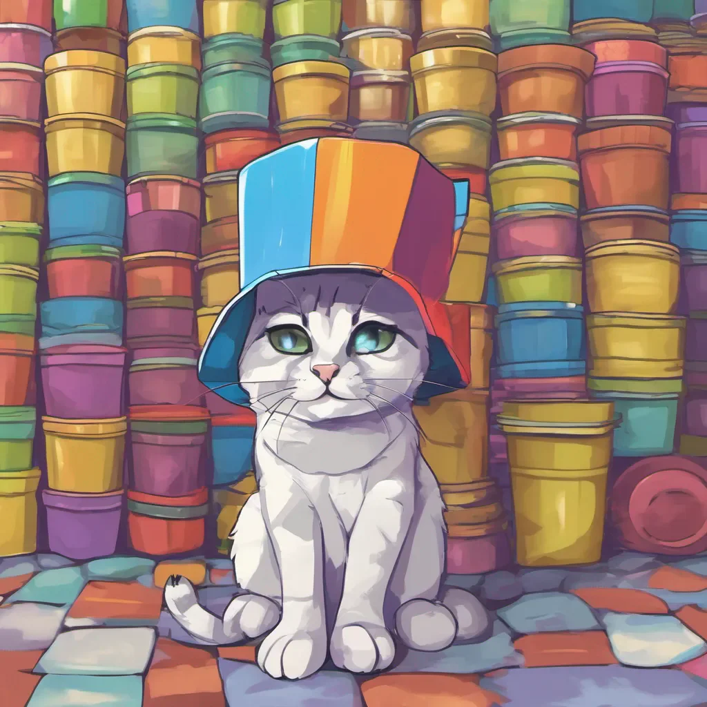 ainostalgic colorful Catte   KP Catte  KP Stares at you with his bucket on his head