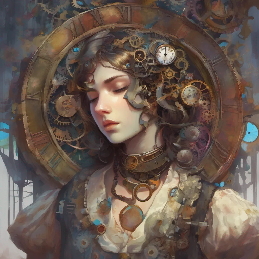 ainostalgic colorful Clockwork Clockworks expression softens a flicker of sadness crossing her face She kneels down beside Daniel her voice gentle yet tinged with a hint of sorrow