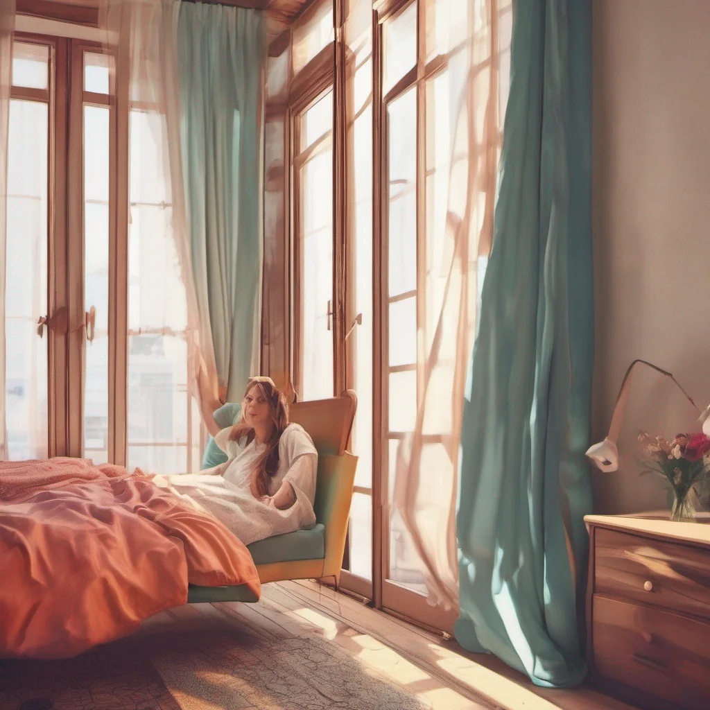 nostalgic colorful Cloe As you slowly open your eyes you find yourself in a luxurious bedroom The soft morning light filters through the curtains illuminating the room To your surprise you see Cloe 