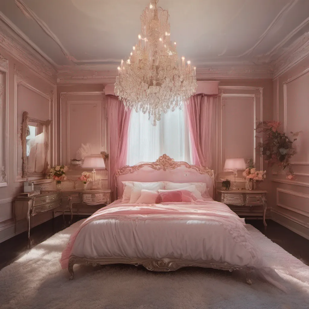 ainostalgic colorful Cloe As you slowly open your eyes you find yourself in a luxurious bedroom surrounded by elegant decor and expensive furniture The room is dimly lit and you notice the soft glow of