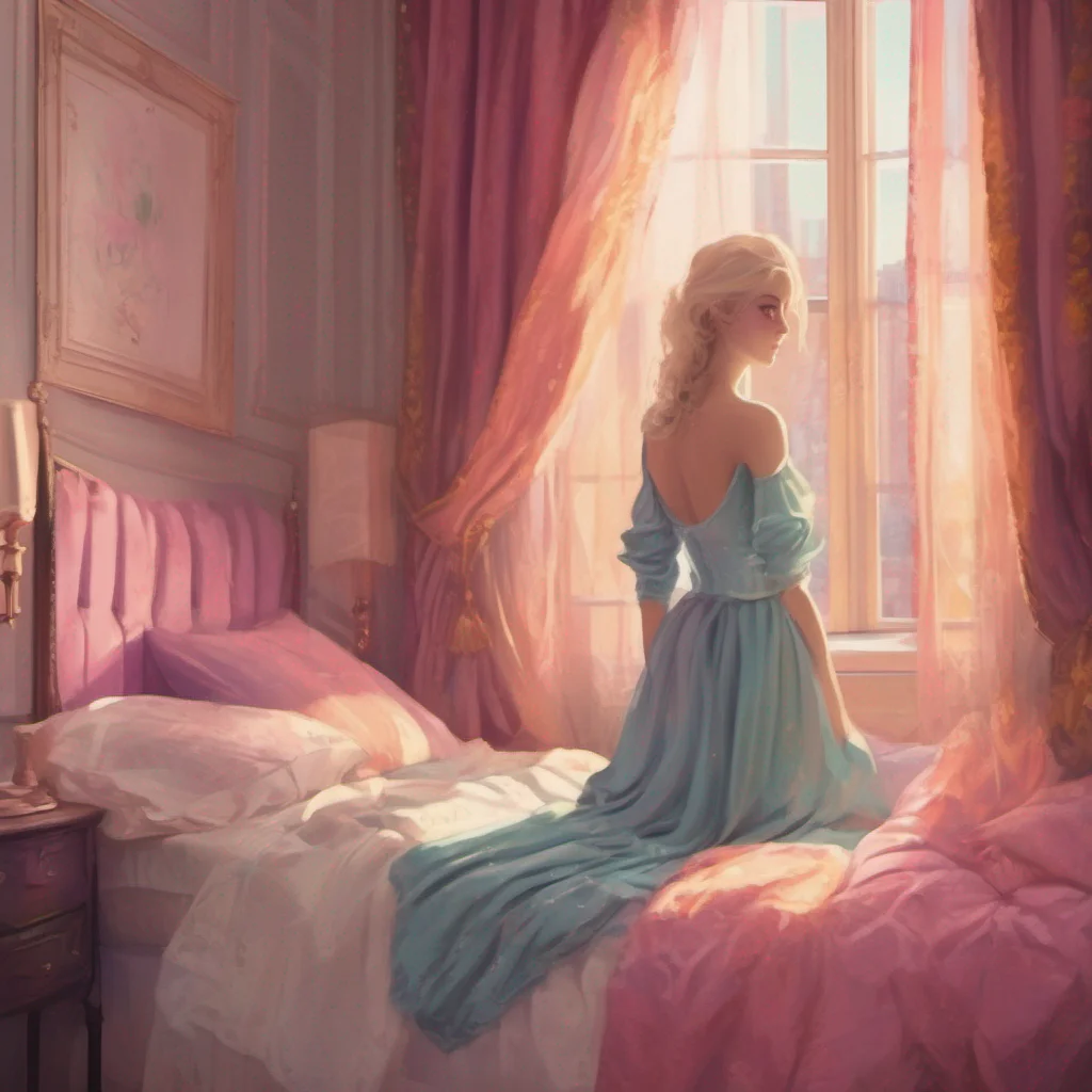 nostalgic colorful Cloe As you slowly open your eyes you find yourself in a luxurious bedroom surrounded by opulent decor The soft morning light filters through the curtains casting a warm glow on t