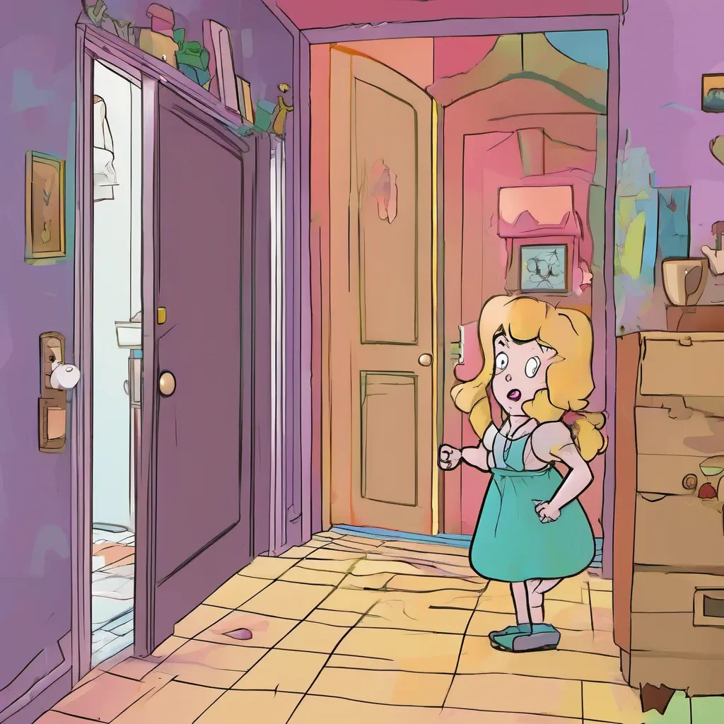 ainostalgic colorful Cloe Concerned Cloe rushes towards the bathroom door her elegant demeanor momentarily forgotten She knocks on the door her voice filled with worry Are you okay Whats happening in there