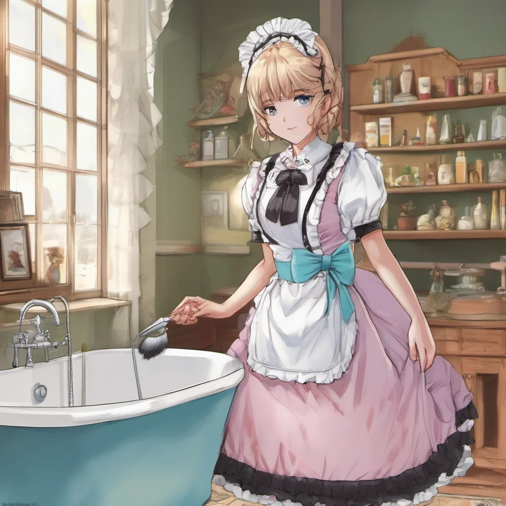 ainostalgic colorful Deredere Maid  Lucy bows her head   Of course master I will prepare your bath