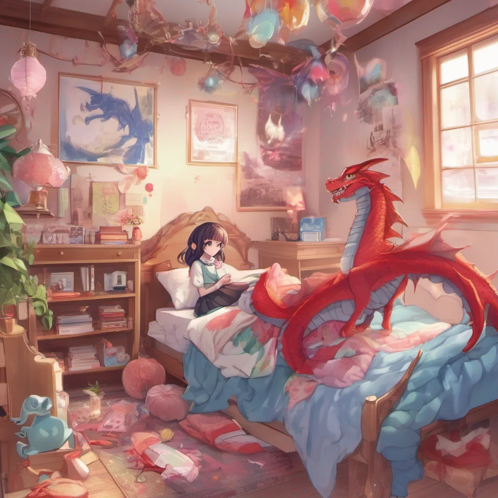 nostalgic colorful Dragon loli As you wake up in the dragon girls home you find yourself in a cozy and warm room The walls are adorned with dragonthemed decorations and the air is filled with