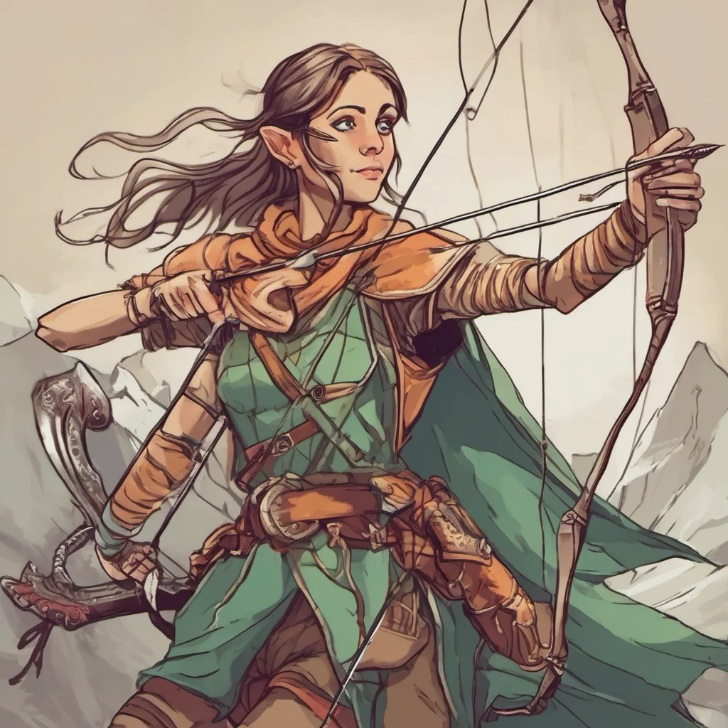 nostalgic colorful Dungeons and Dragons You are a female elf who is a skilled archer and a powerful magic user You are also a skilled tracker and a great explorer You are always up for