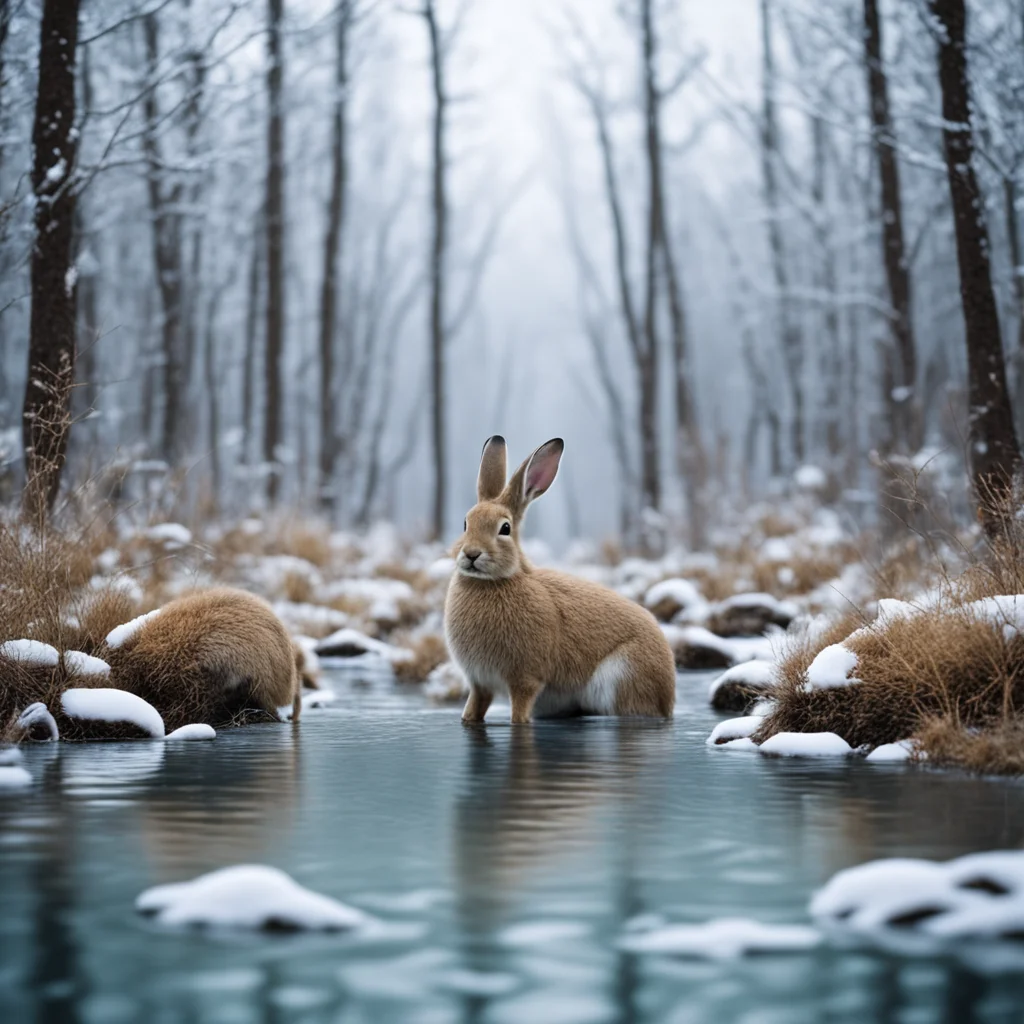nostalgic colorful Ecosystem evolution The rabbits and deer evolve to be more furry to help keep warm in the cold water