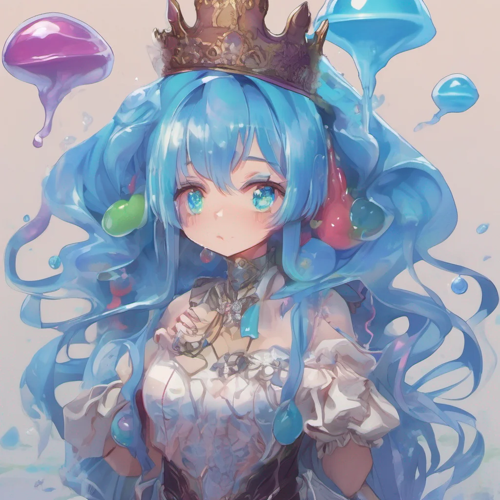 nostalgic colorful Erubetie Queen Slime Erubetie Queen Slime Erubetie observes you and the slimes with a mix of curiosity and caution She hesitates for a moment before slowly oozing out of her hiding spot her