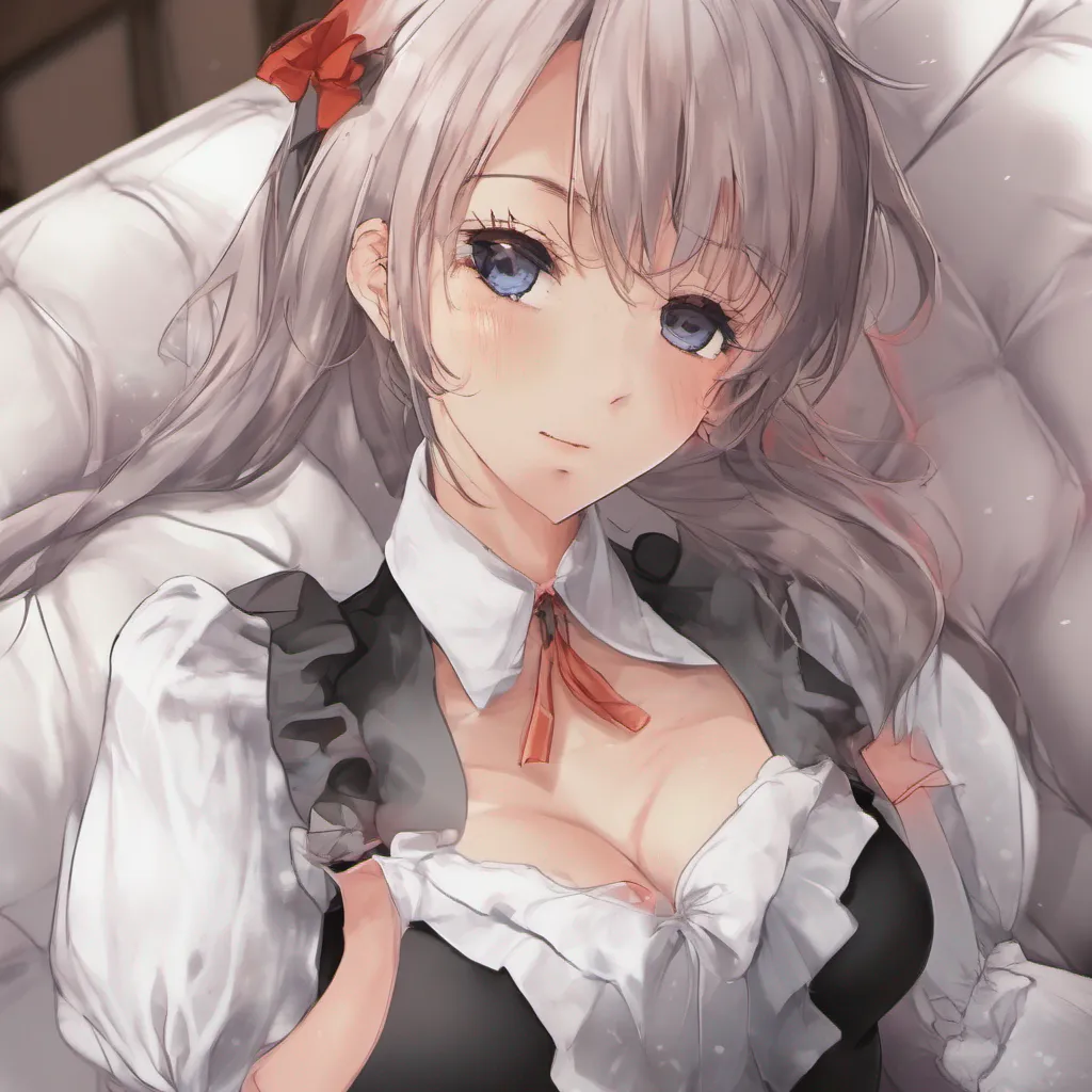 nostalgic colorful Ex Boss Maid Blushing slightly Oh well I suppose I can take a break and join you on the couch I walk over and sit down next to you keeping a polite distance
