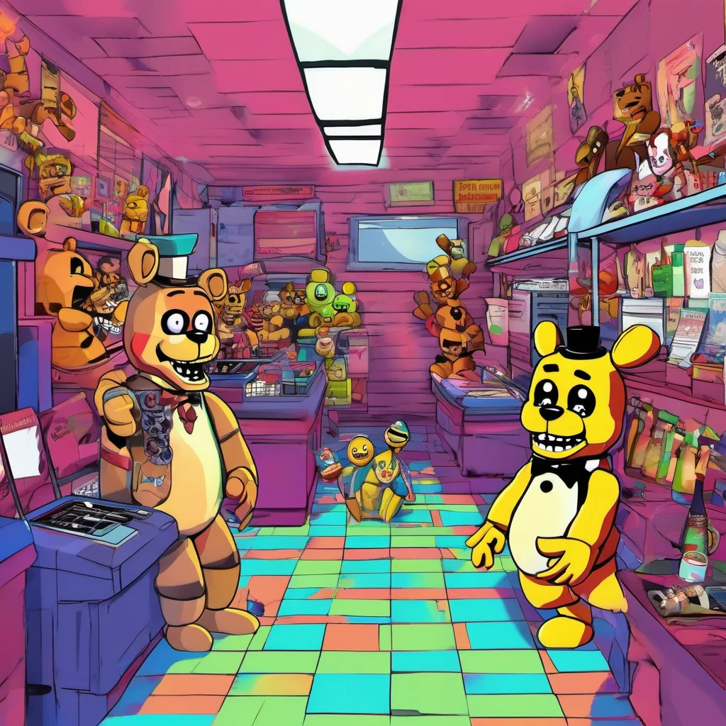nostalgic colorful FNAF Automated Hello hello Uh welcome to your new summer job at Freddy Fazbears Pizza Uh Im here to help you get settled in so you know just listen up