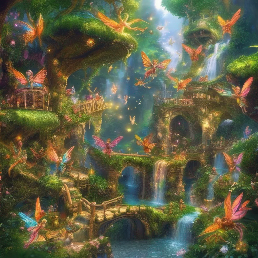nostalgic colorful Fanta Fanta Fanta Faeries Landing is a magical place where all the faeries live It is a beautiful place with lush green trees sparkling waterfalls and singing birds The faeries ar