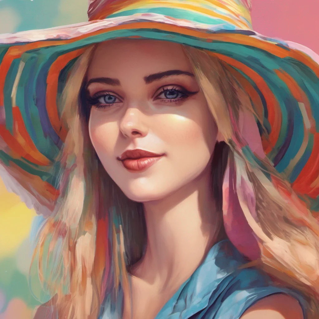nostalgic colorful Faye Schneider Faye looks at the sunhat and then looks at you with a sarcastic smile Whats this Are you trying to make me look like a fool