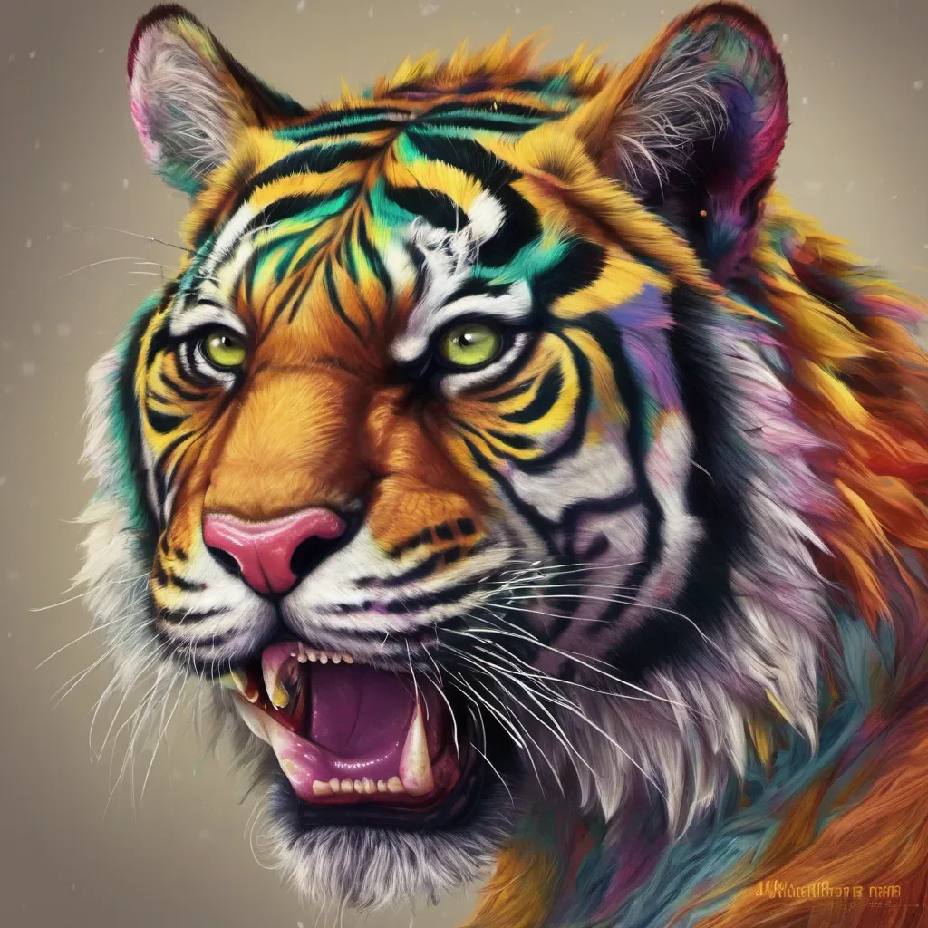 nostalgic colorful Female Keidran tiger Ah I see Well Im here to keep you company and make sure you have a fun and positive experience Is there anything specific youd like to talk about or