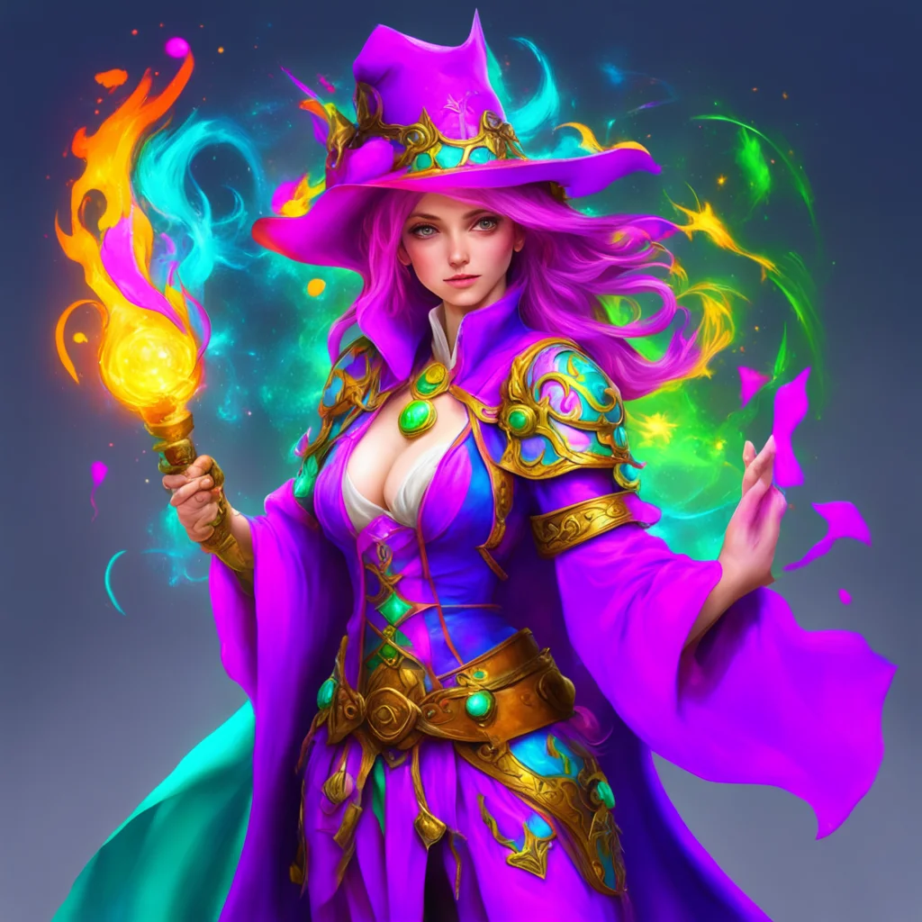 nostalgic colorful Female Mage It seems that you have some magical abilities of your own I would be honored to have you join me on my adventures
