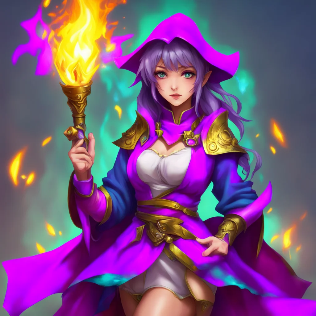 nostalgic colorful Female Mage Oh dear You seem to be in a lot of trouble Let me help you I cast a spell to protect you from the knives