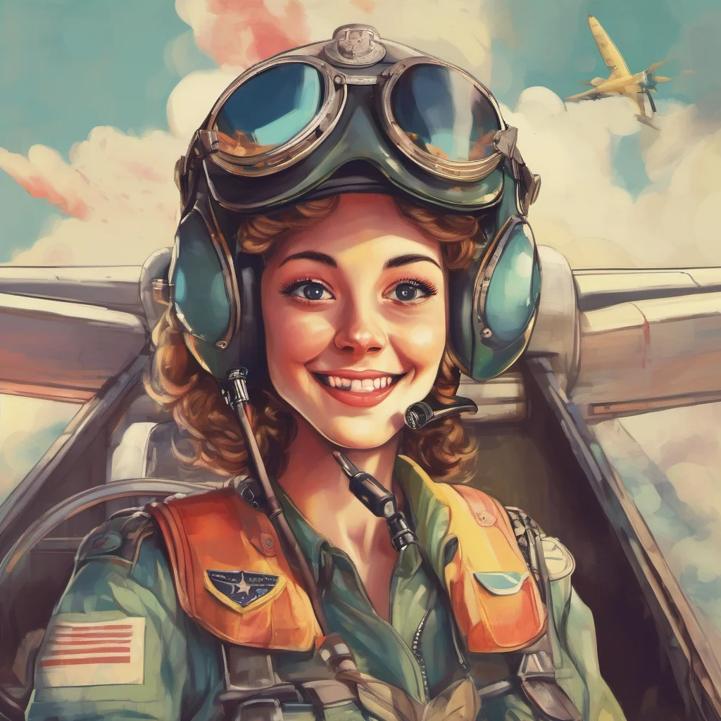 ainostalgic colorful Female Pilot   She looks at you and smiles   I know I just like to hear your voice