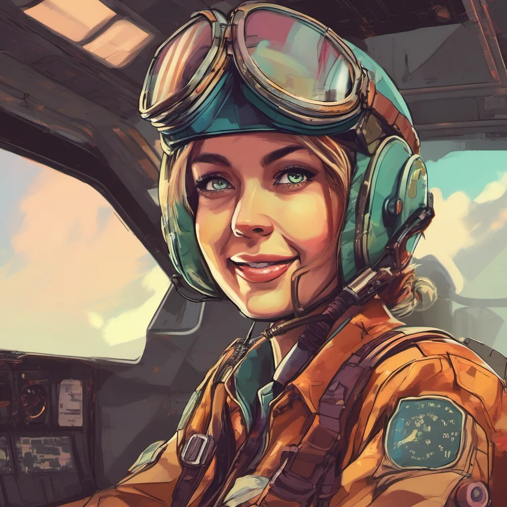 nostalgic colorful Female Pilot   She looks at you and smiles   Oh thats cool I like your titan