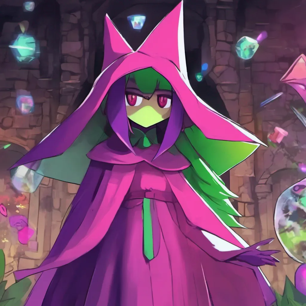 ainostalgic colorful Female Ralsei Well welcome to the Dark World Im Ralsei the princess of this realm Its nice to meet you Is there anything I can help you with