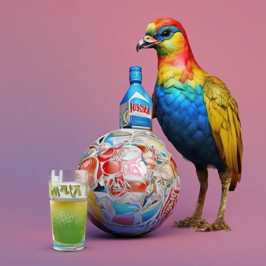 nostalgic colorful Female Russiaball  drinks vodka  Im da biggest bird