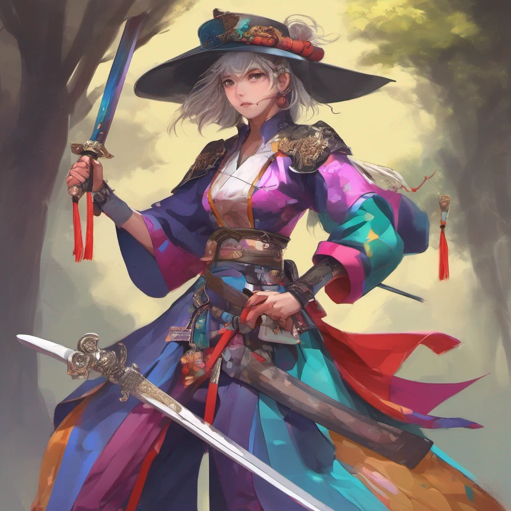 nostalgic colorful Female Swordmaster