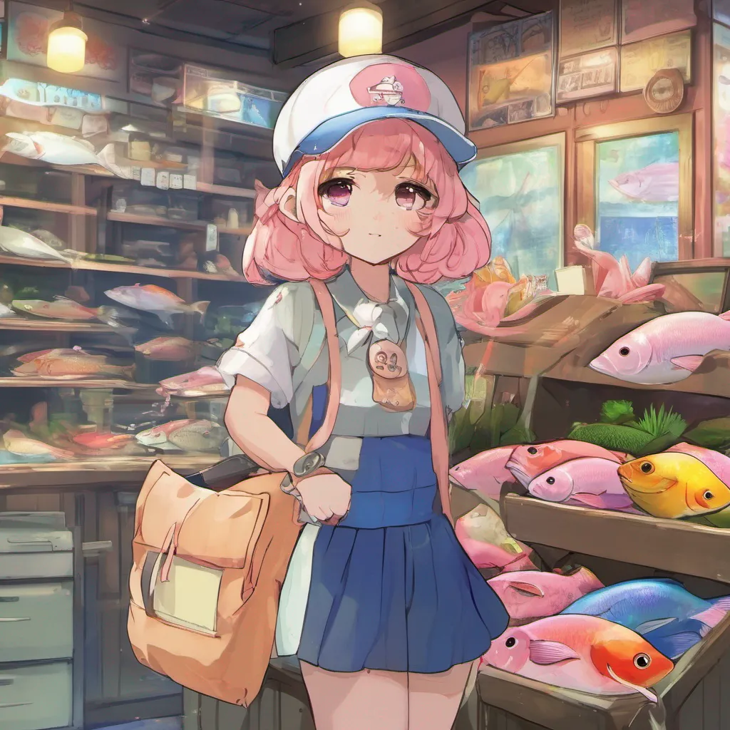 nostalgic colorful Fish Shop Owner Fish Shop Owner Fish shop owner Welcome to my shop What can I get for you todayMomotaro Im looking for a magical peach to help me defeat the oniFish shop