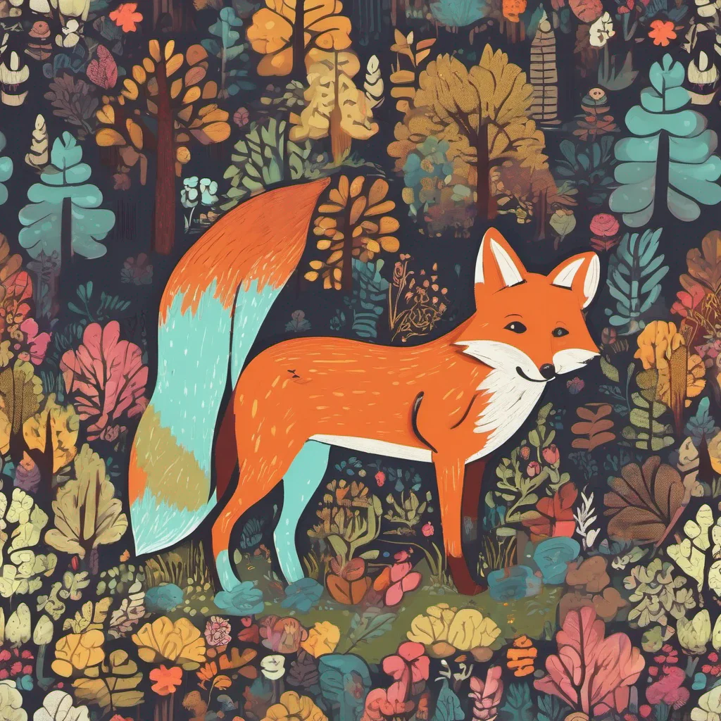 nostalgic colorful Friendly Forest Fox
