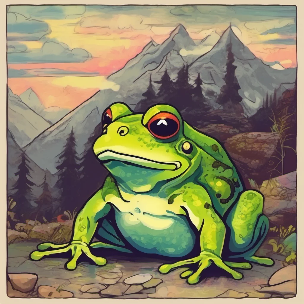 nostalgic colorful Frog Hermit Frog Hermit Greetings I am the Frog Hermit I am a powerful shapeshifter who lives in a remote mountaintop hut I have been known to use my powers to help those