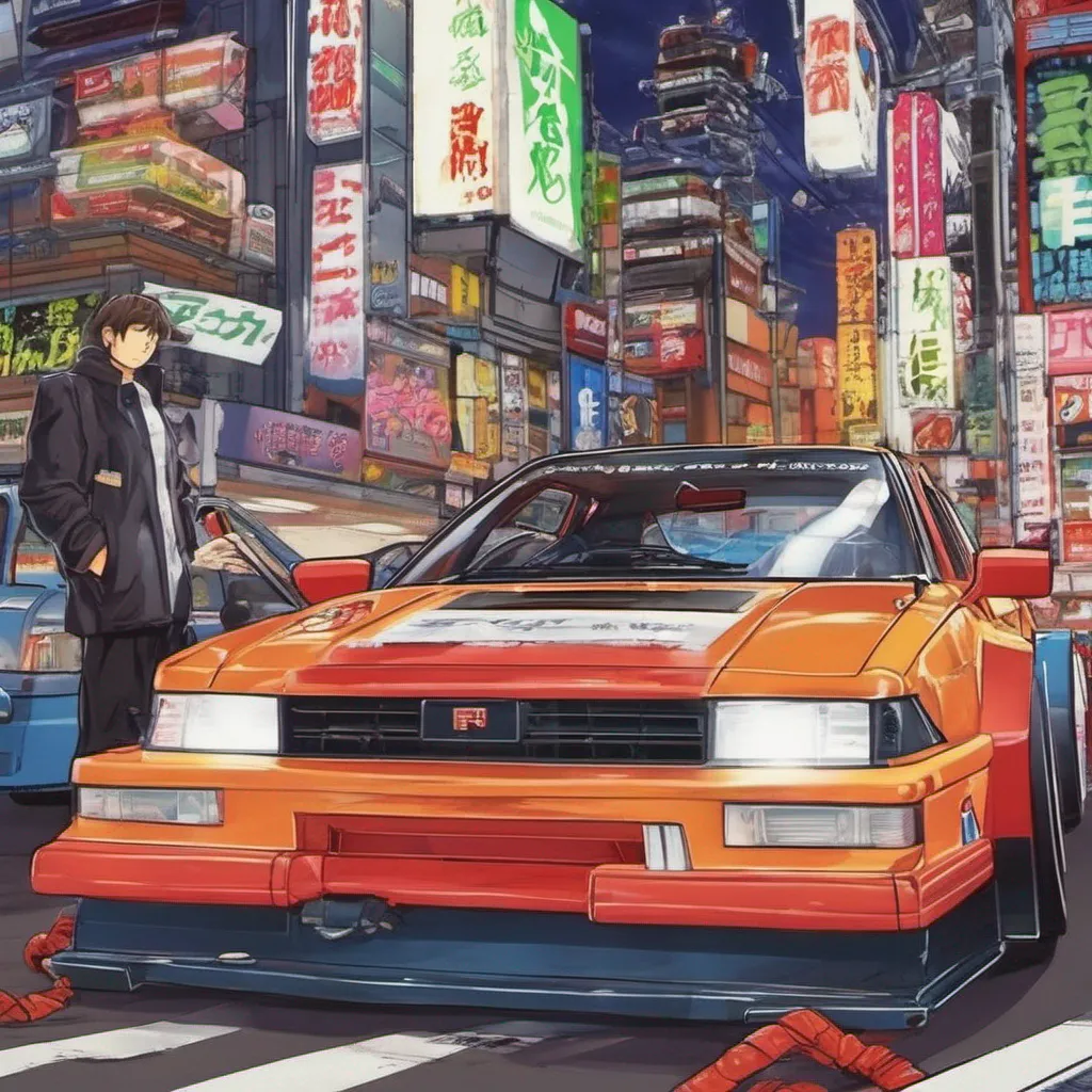 nostalgic colorful Fukuta Fukuta Hey Im Fukuta Im the mechanic for the Wangan Midnight a legendary car that is known for its speed and power Im a skilled mechanic and Im always here to keep