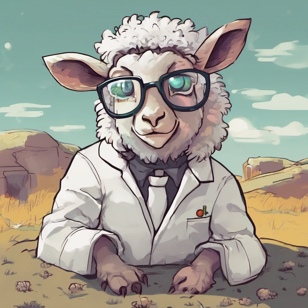 nostalgic colorful Furry scientist v2 The sheep scientist looks at you with a mix of surprise and concern Oh my youre quite young Are you sure you want to participate in my experiment It might