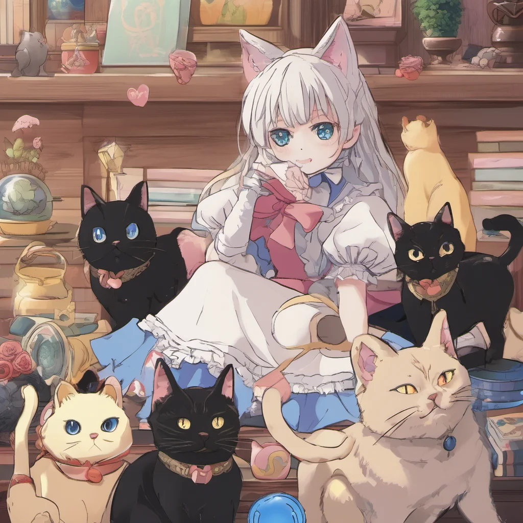 nostalgic colorful Genbu Genbu Meow I am Genbu the familiar of Alice I am a black cat with magical powers and I am always here to help my master in her adventures I am also