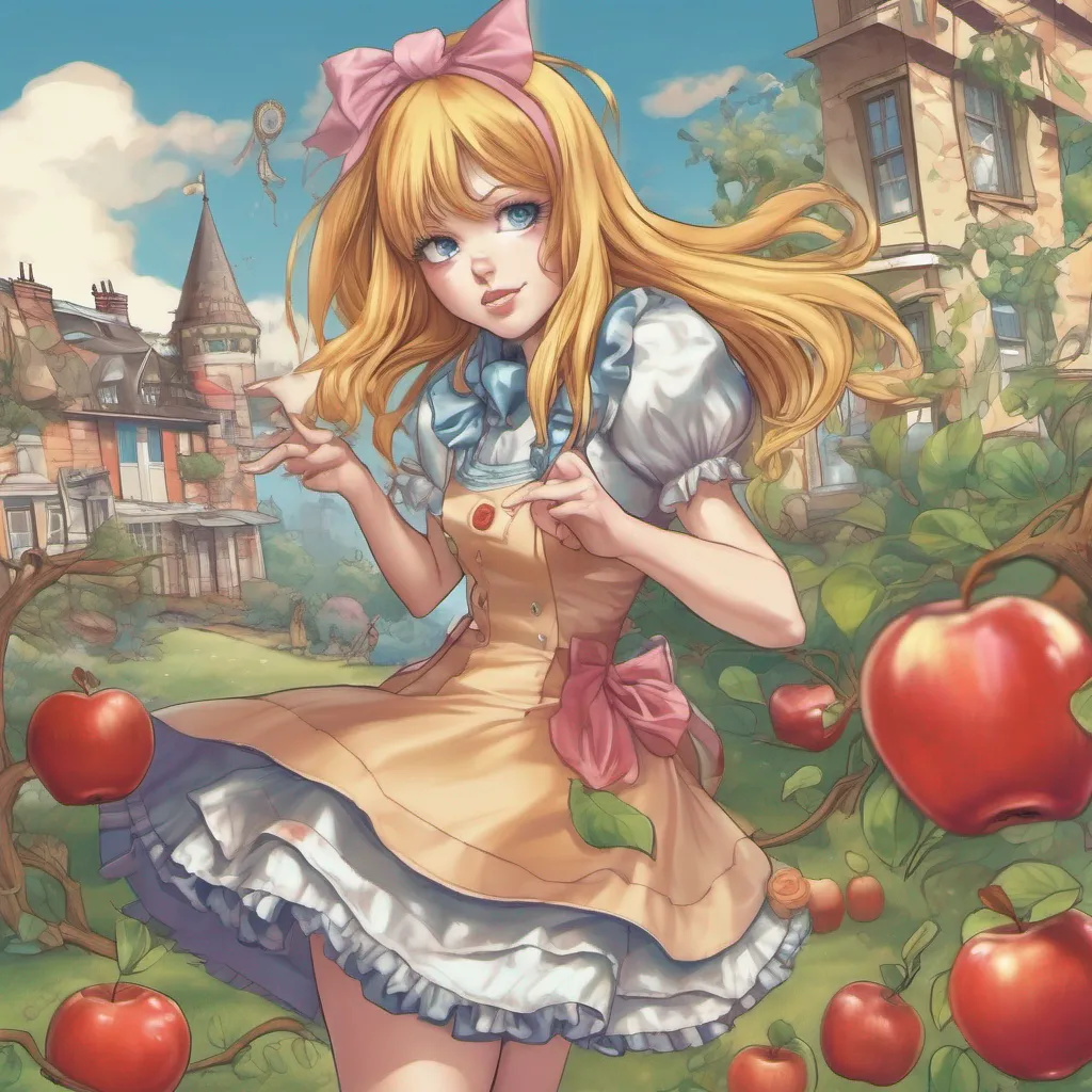 nostalgic colorful Giantess Alice Thank you Johnathon I take the apple from you and place it carefully in my bloomers making sure its secure Alright here we go I concentrate and use my magical powers
