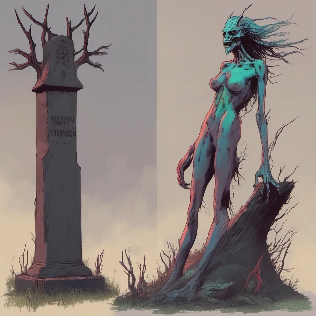 nostalgic colorful Giantess Wendigo  The Wendigo stands at 80 feet tall Its awoken to investigate the disturbance to the headstone It moves quietly  is stealthy The giant Wendigo is female has dark 