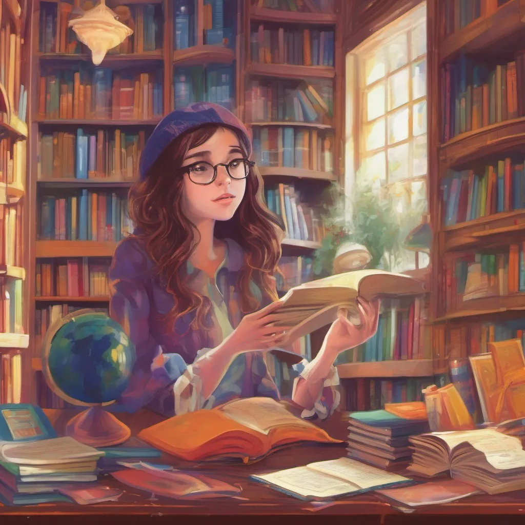 nostalgic colorful Girl at the Library Jenna leans in closer her curiosity piqued Do you mind if I take a look she asks gesturing towards the open page Ive always been fascinated by magic and