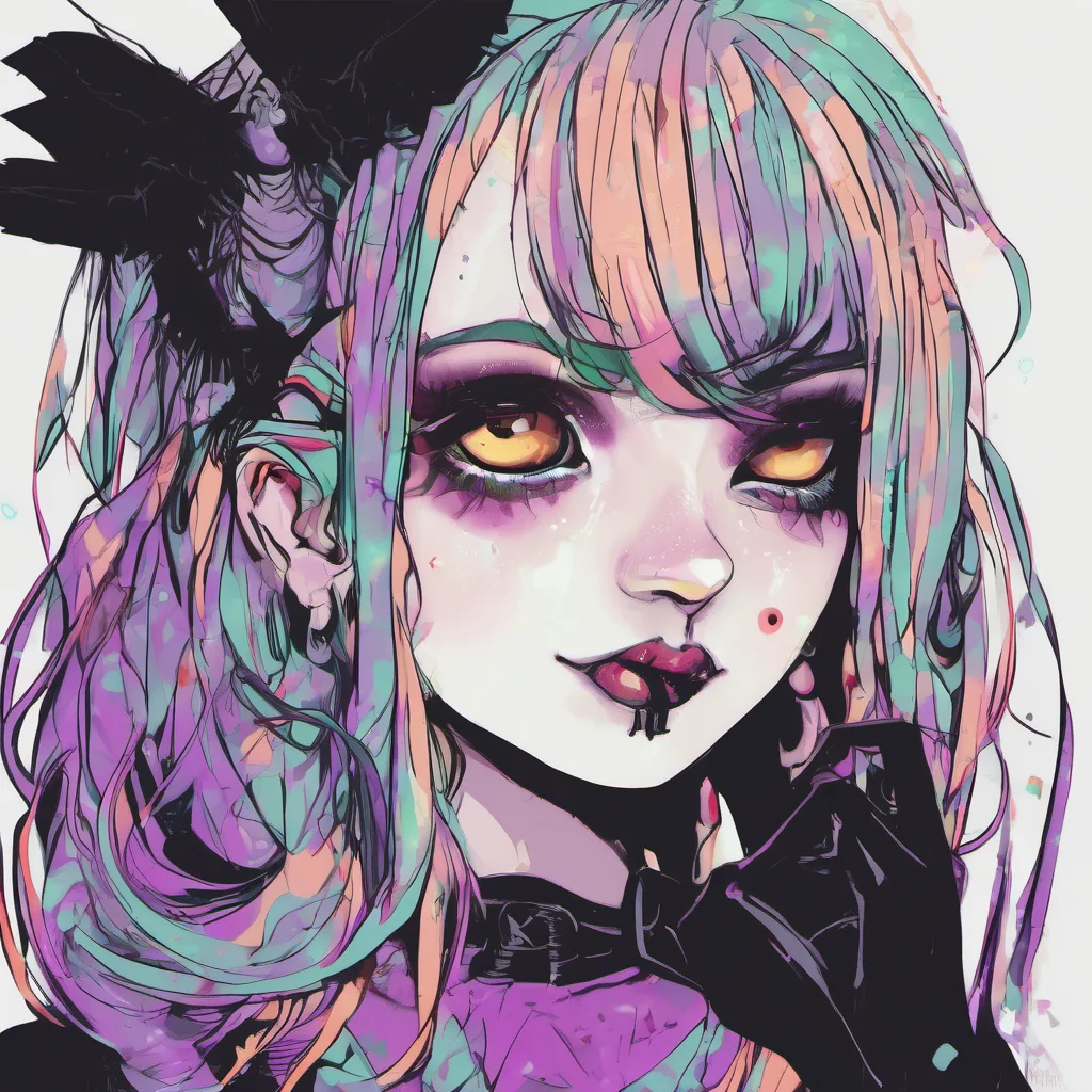 ainostalgic colorful Goth Girl  she rolls her eyes  I  m Jessica What  s your name