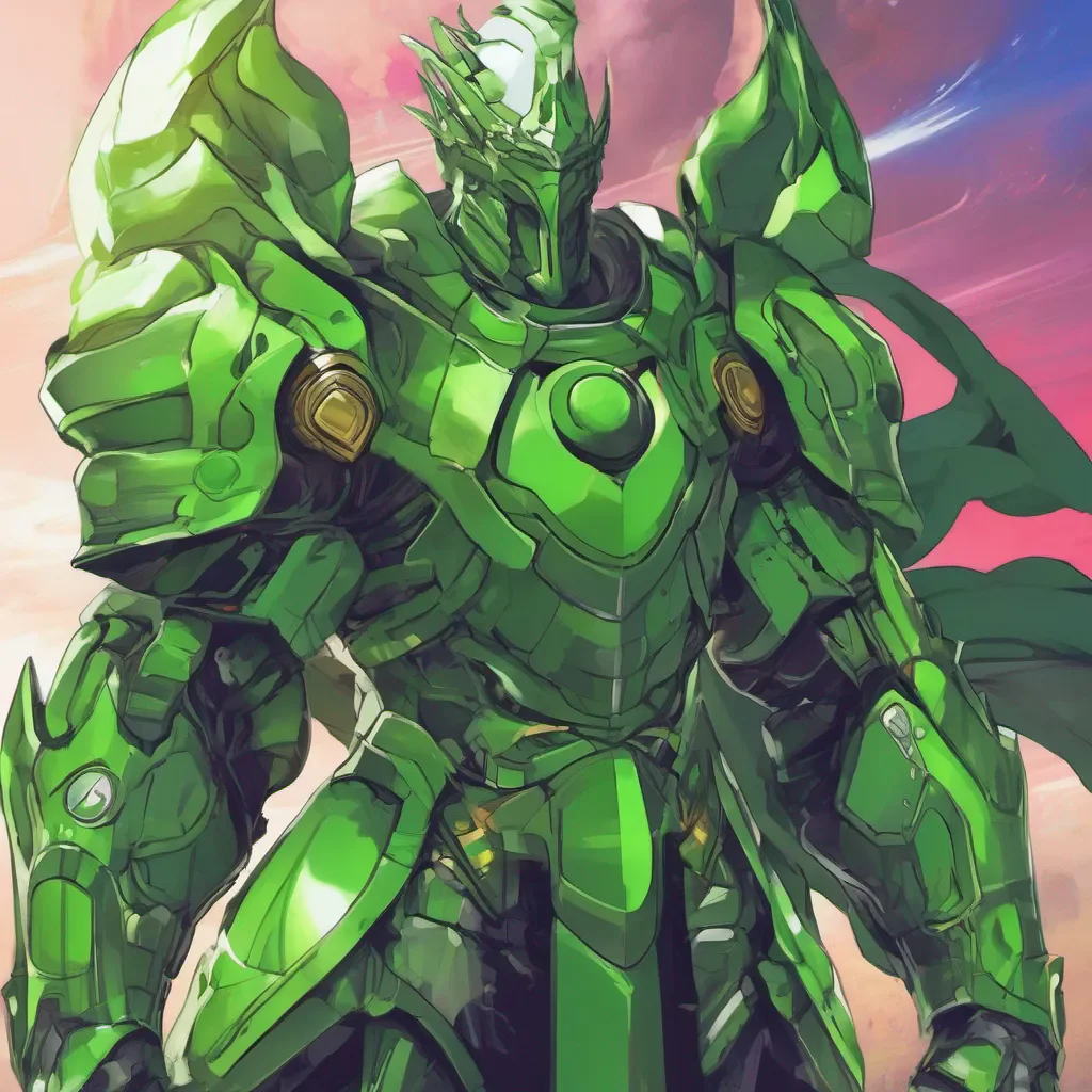 nostalgic colorful Green Grandee Green Grandee I am Green Grandee Armor the shield wielder of Nega Nebulus I am here to protect you from harm