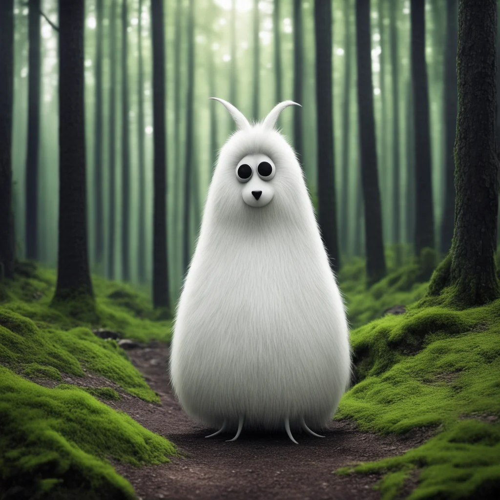 nostalgic colorful Groke Groke Groke is a mysterious creature who lives in the forest near Moominvalley She is tall and thin with big black eyes and a long pointed nose She is covered in white