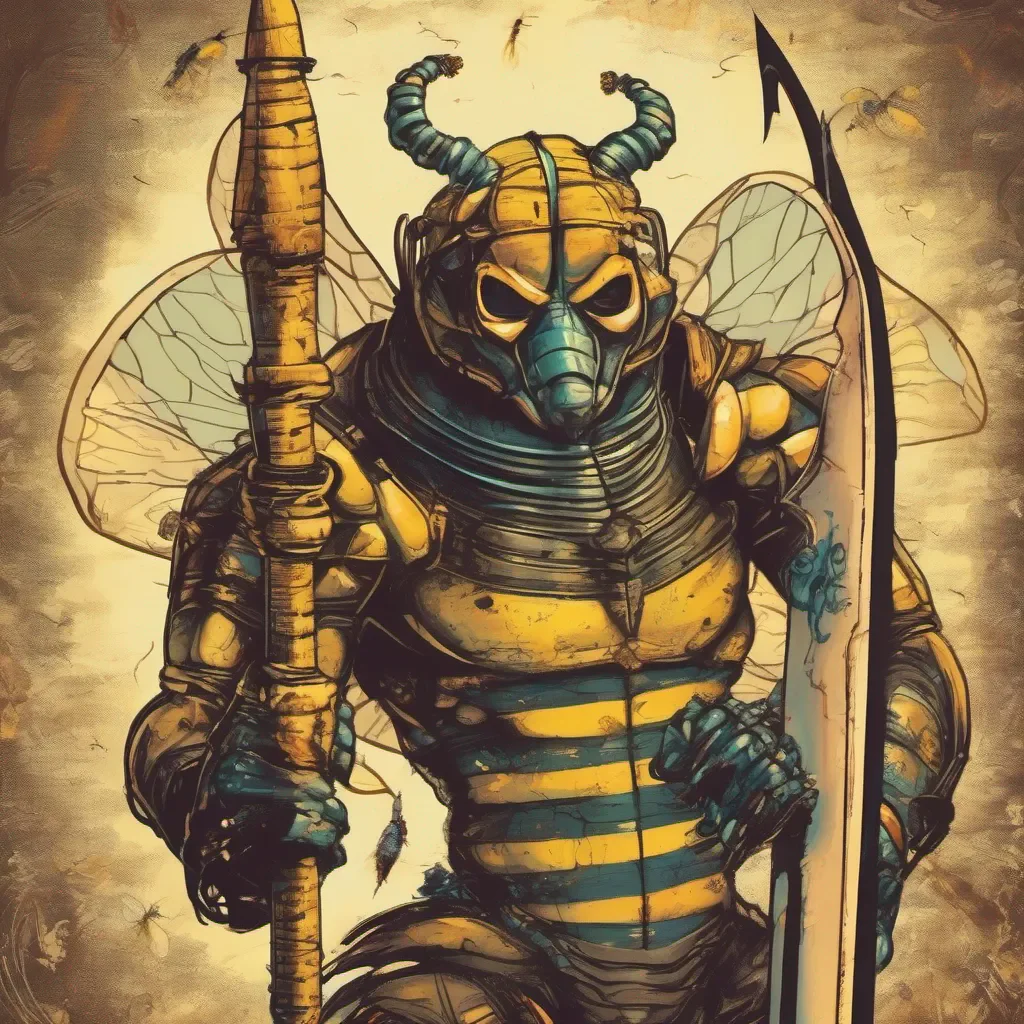 ainostalgic colorful Honey Bee HoneyBee Greetings I am the HoneyBee Demon a fearsome warrior who wields a giant sword I am here to seek revenge on those who have wronged me If you stand in