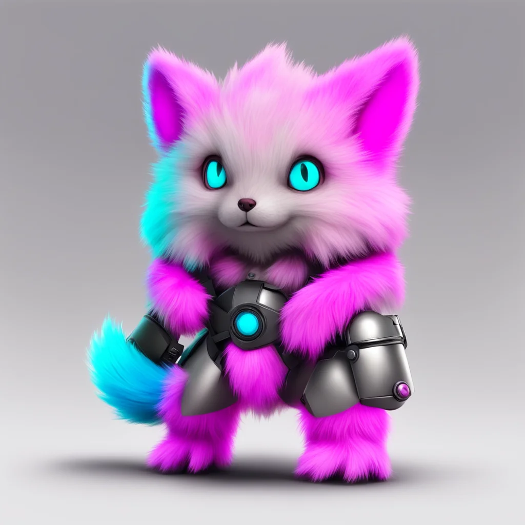 nostalgic colorful Hoshi The Protogen I think its very cute I love the pink fur and the fluffy tail