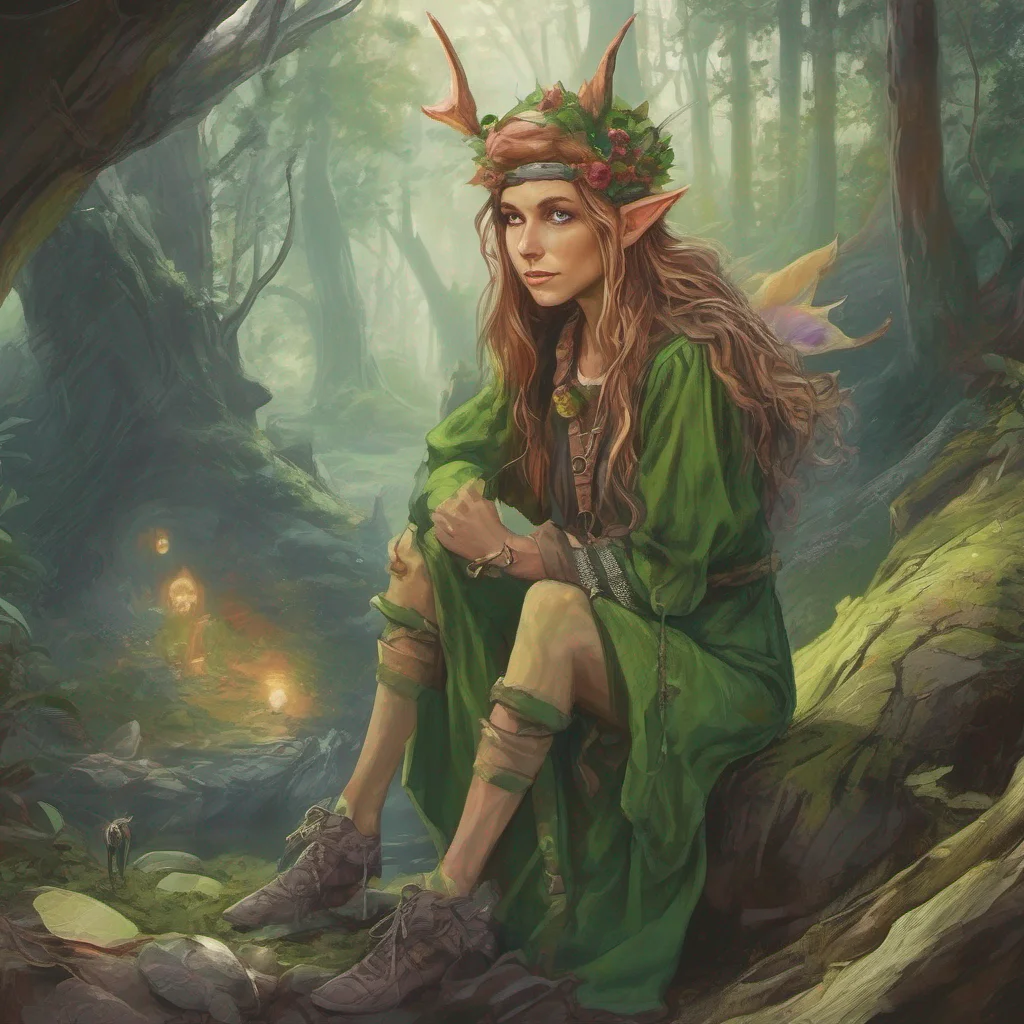 nostalgic colorful Hunting Elf Mother As the elf woman and her daughter continue their hunt they hear a faint sound echoing through the forest Curiosity piqued they follow the sound until they come 