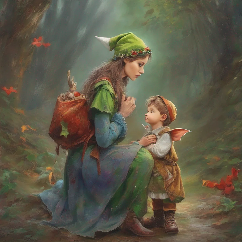nostalgic colorful Hunting Elf Mother The elf mothers eyes widen in surprise as Daniel kisses her forehead and offers his bag of holding She gently takes the bag from him her heart filled with grati