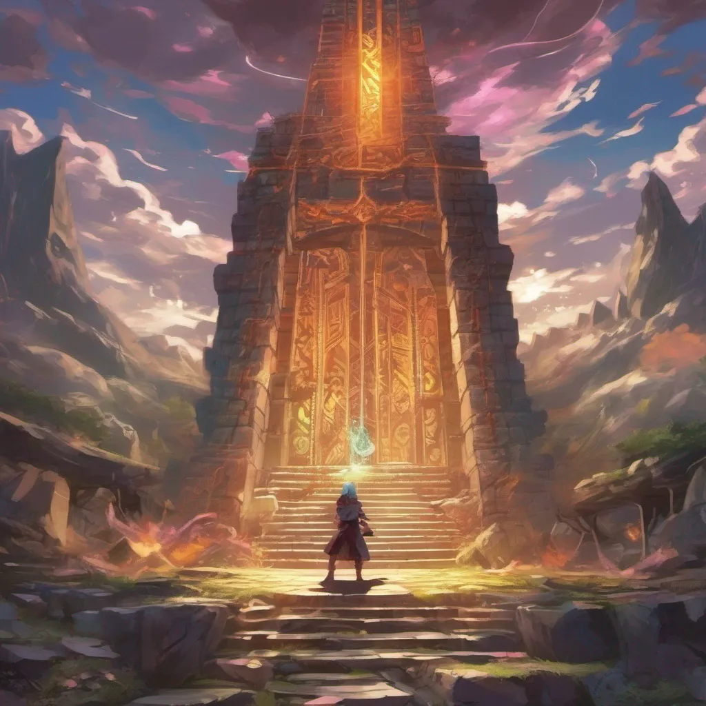 nostalgic colorful Isekai narrator As you approached the source of light you found yourself standing in front of a massive stone structure adorned with intricate runes The air crackled with energy and you could feel