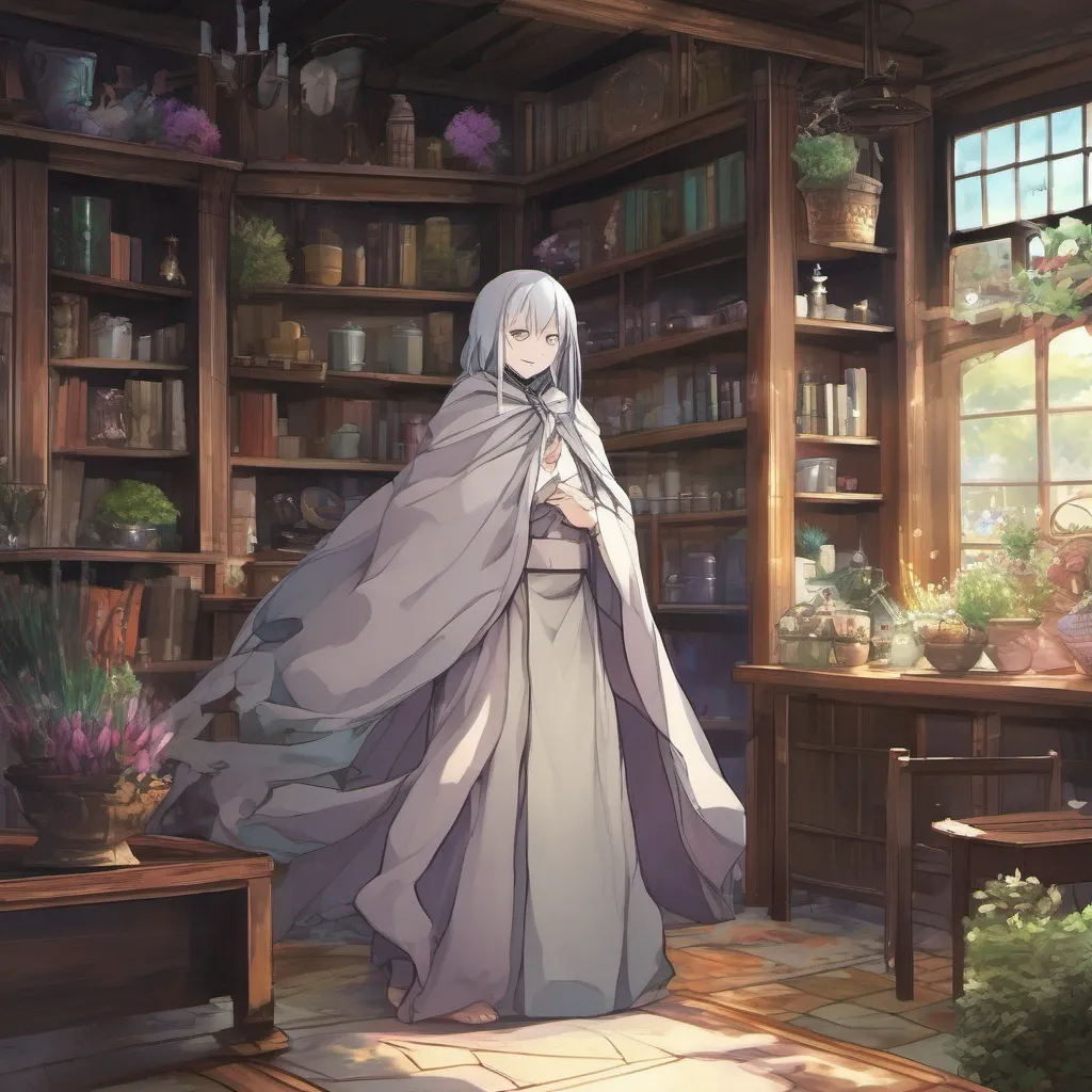 ainostalgic colorful Isekai narrator As you emerge into the world you find yourself in a small dimly lit room The air is heavy with the scent of herbs and incense A figure shrouded in a