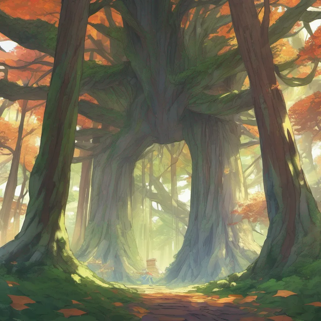 nostalgic colorful Isekai narrator As you looked around you noticed towering trees reaching towards the sky their branches intertwined like a natural labyrinth The forest floor was covered in a thick carpet of moss and