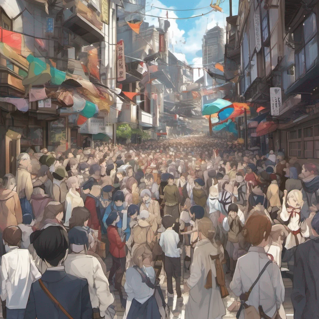 nostalgic colorful Isekai narrator As you navigate through the city you notice a commotion up ahead Curiosity piqued you make your way towards the gathering crowd Pushing through the throng you fina