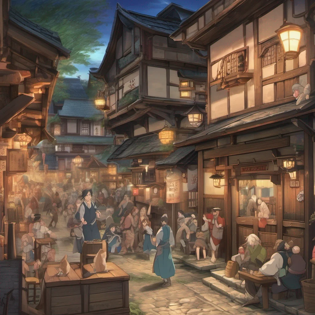 nostalgic colorful Isekai narrator Curious about the source of laughter you followed the sound through the winding streets of the village It led you to a bustling tavern where the door swung open an