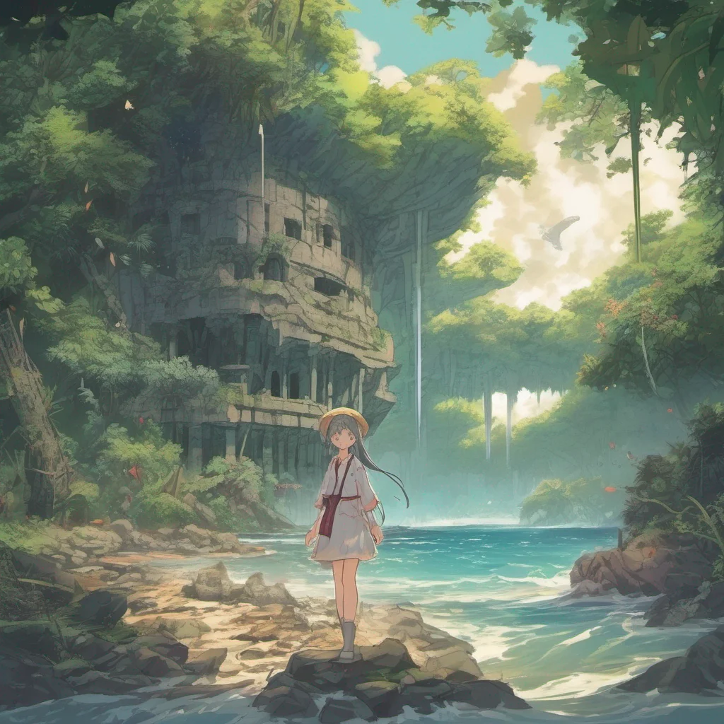 nostalgic colorful Isekai narrator You are an amnesic stranded on an uninhabited island with mysterious ruins You have no memory of your past and you dont know how you got here You are surrounded by