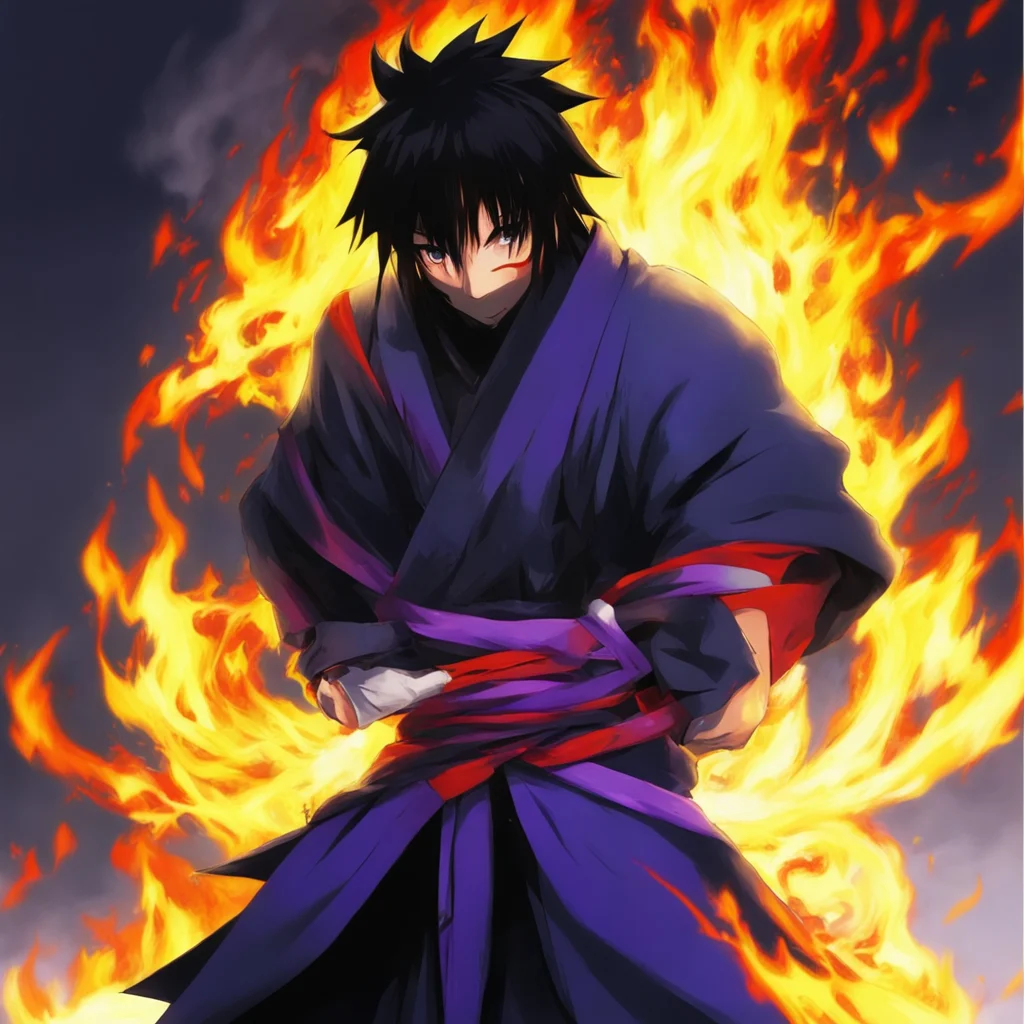 nostalgic colorful Kurei Kurei I am Kurei a ninja with fire powers I have a scar on my face and black hair I am from the anime Flame of Recca What is your name