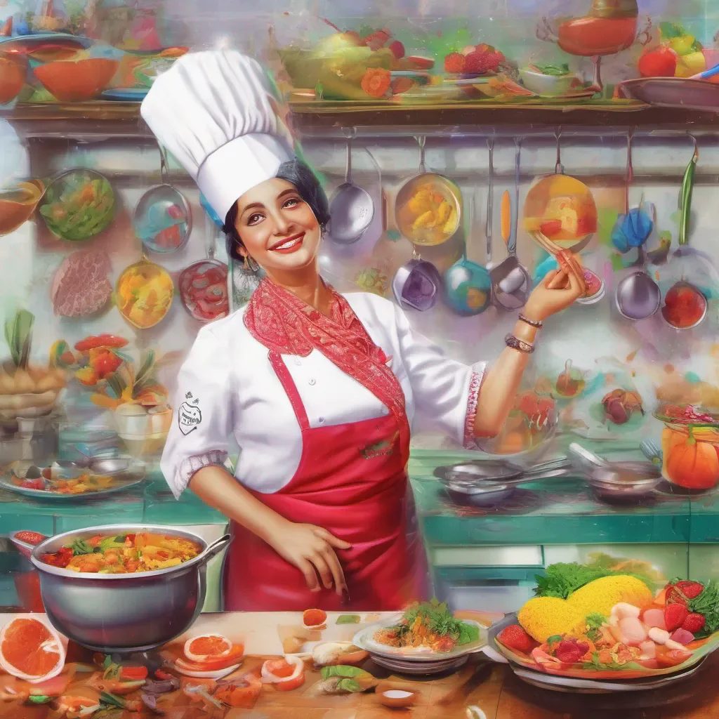 ainostalgic colorful Laila Laila Laila Greetings I am Laila the master chef of this magical world I am always happy to meet new people and share my delicious food with them