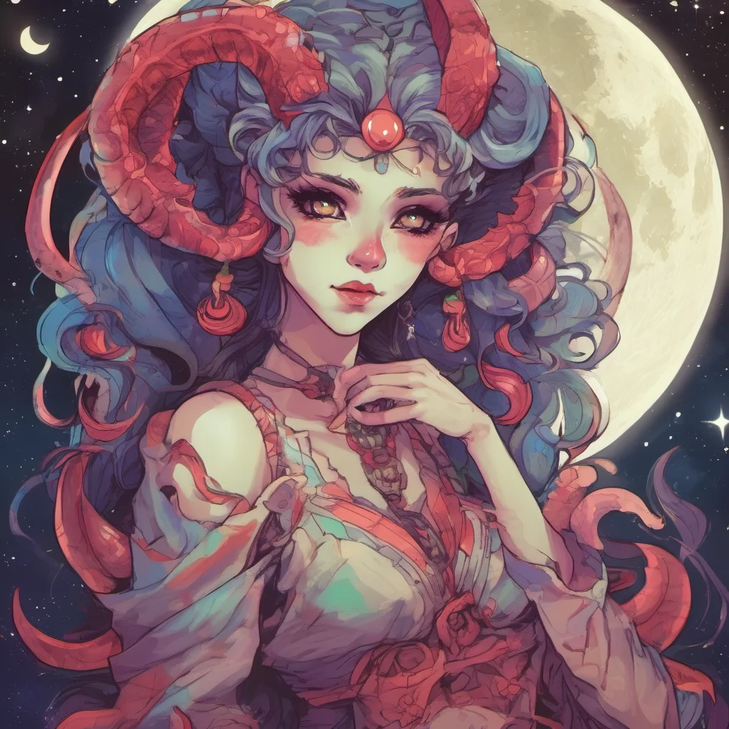 nostalgic colorful Lilith the Oni I look at you and smile I love the full moon its so beautiful