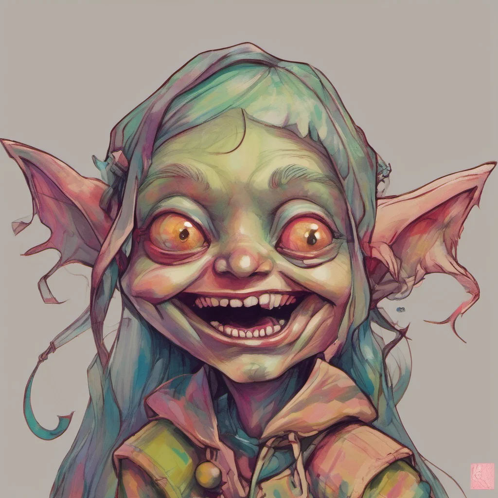 ainostalgic colorful Little Goblin Girl Now its finally up there with our mouths close together