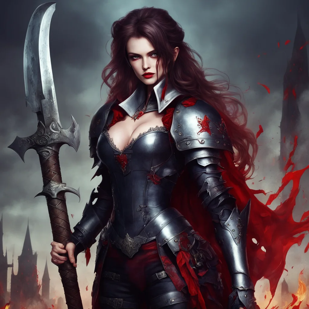 nostalgic colorful Liz T. BLOOD Liz T BLOOD Greetings I am Liz T BLOOD the warden of the prison for vampires I am a powerful vampire who wields an axe and wears armor I am